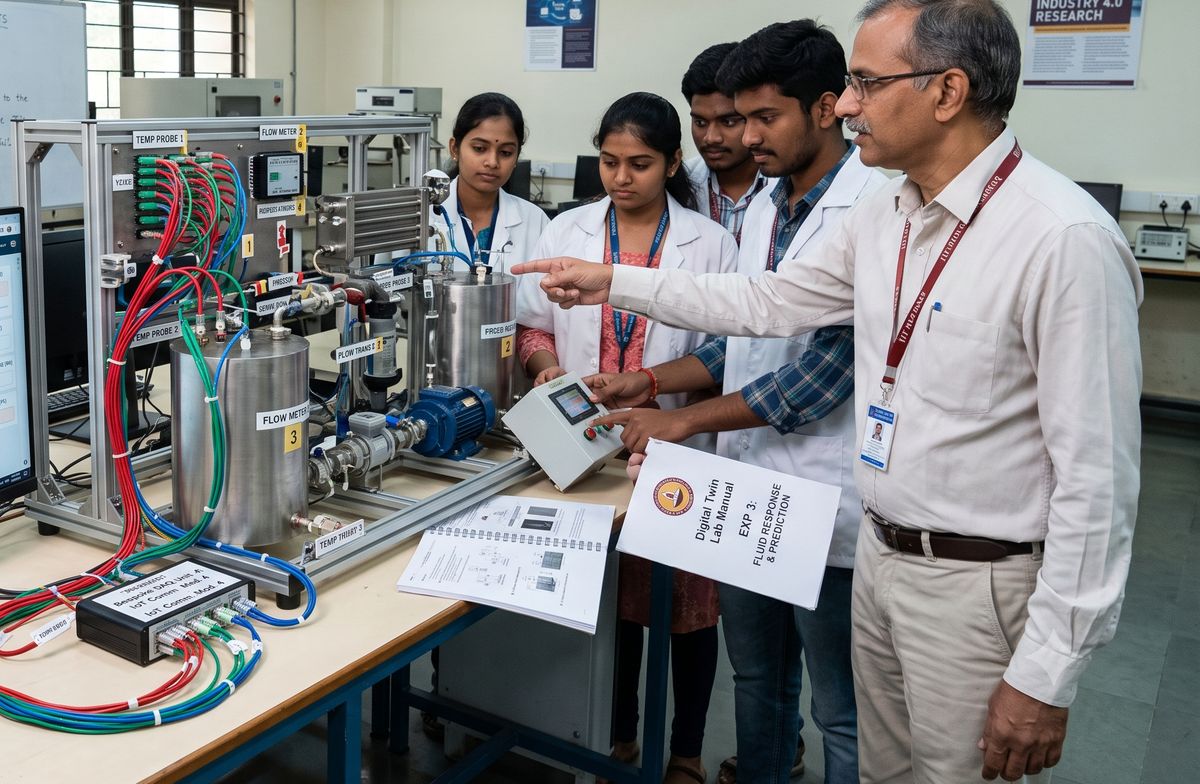 Digital twin lab — instrumented tank rig with live dashboard